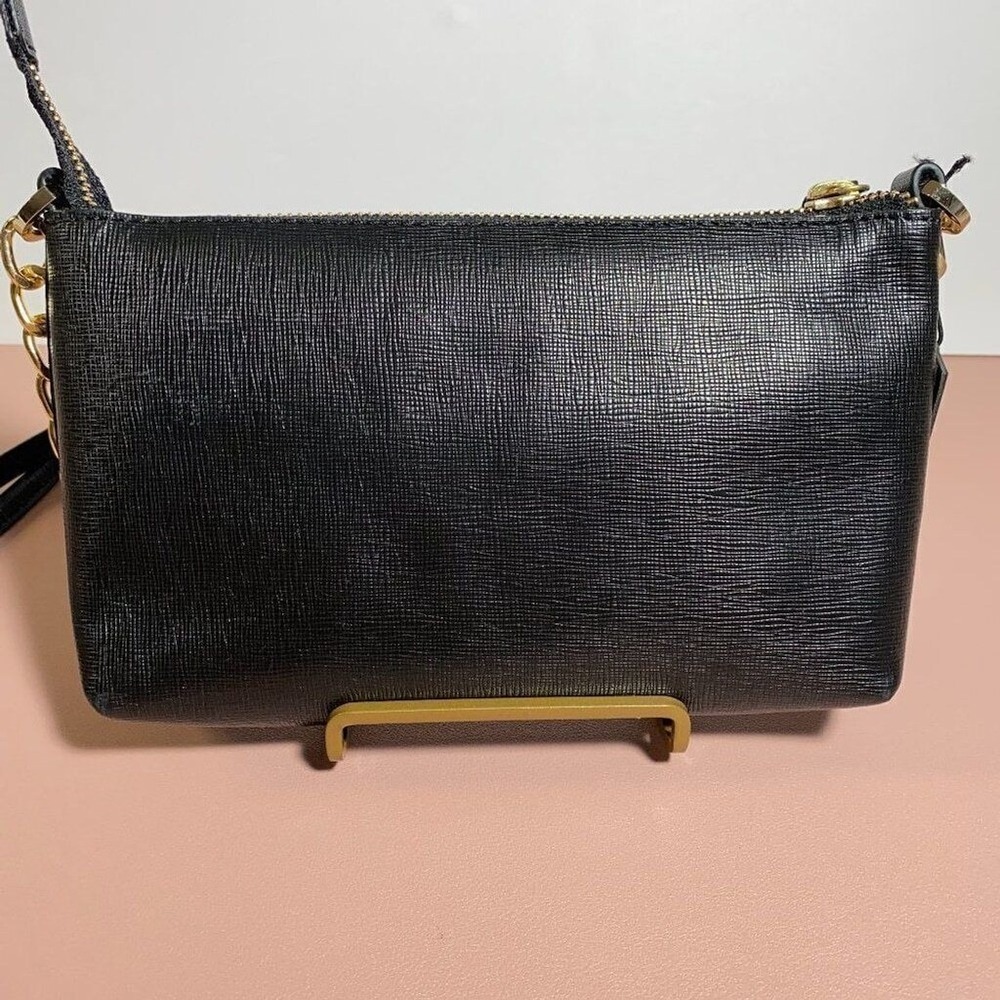 KIKO Black Genuine Leather Chain Crossbody Bag One Size